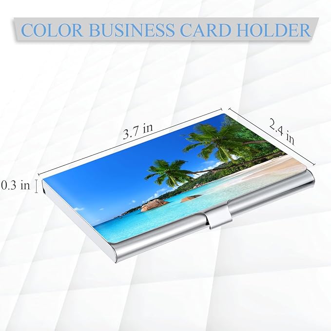 Business Card Holder，Color Printing Men's and Women's Business Card Case，Ultra-thin Metal Business Card Organizer，Carry-on Pocket Wallet Business Card Holder