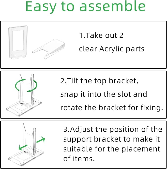 TERDEWE 10 Pack Acrylic Book Stand for Display Adjustable Clear Display Holder Easel Collector Stand for Home Office Back to School Comic Album CD Magazine Postcard Artworks (4.2 x 4.3 x 2.35 Inch)