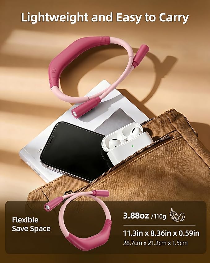 Rechargeable Book Light,3 Colors and Brightness Adjustable Reading Light,Bendable Neck Light,100hrs Long-Lasting,Perfect Reading Lamp Gift for Books in Bed, Knitting,Repairing,Working (Pink)