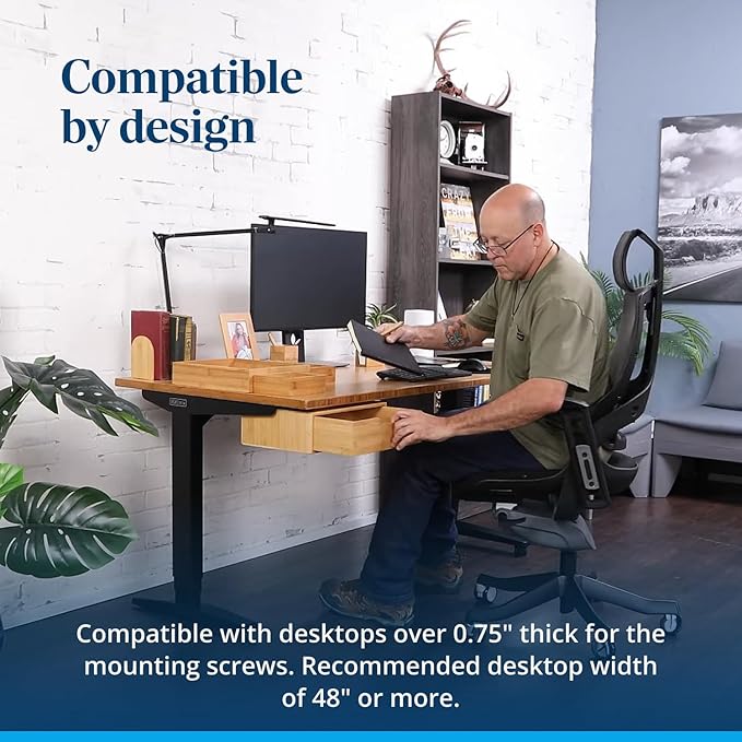 UPLIFTDESK Bamboo Under Desk Drawer – Desktop Storage with 17 lb Capacity and Safety Stop Slide, Undermount Drawer and Standing Desk Accessories for Home Office (Bamboo)