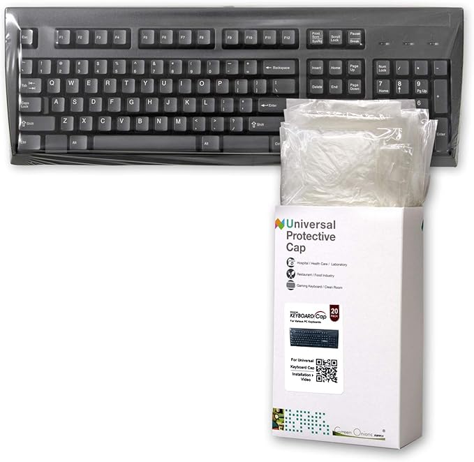 Universal Keyboard Cap [20-Pack] – Universal Fit Desktop Keyboard Cover with Numeric Keypad – Best for Hospital & Dental Use – Bulk Value Set – by Green Onions Supply
