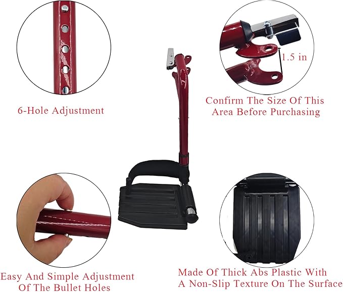 Wheelchair Footrest, Wheelchair Replacement Part with Heel Ring for Standard Wheelchairs(Red)