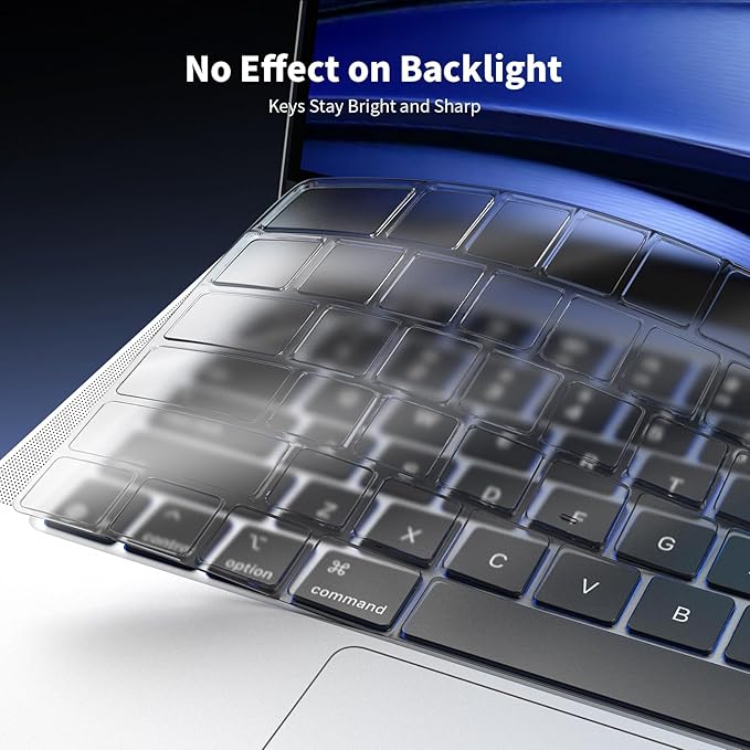 Soonjet Ultra Thin Keyboard Cover for 2025-2021 M5/M4/M3/M2/M1 Pro/Max MacBook Pro 14/16, M5-M2 MacBook Air 13/15, MacBook Neo, Premium TPU Keyboard Protector - Clear