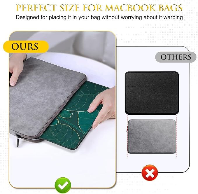 JIKIOU Mouse Pad with Non-Slip Rubber Base, Premium-Textured & Washable Computer Mousepad with Stitched Edges, Mouse Pads for Computers, Laptop, Gaming, Office & Home, 10.2 x 8.3 in Leaf