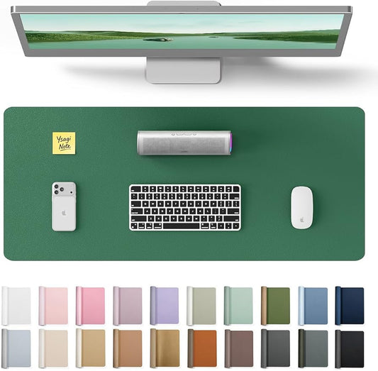 YSAGi Leather Desk Pad Protector, Office Desk Mat, Large Mouse Pad, Non-Slip PU Leather Desk Blotter, Laptop Desk Pad, Waterproof Desk Writing Pad for Office and Home (Jade Green, 23.6" x 13.8")