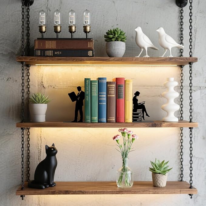 Metal Bookends Lovers Bookends Decorative Modern Book Ends for Shelves Bookshelf Home Office Desk Reading Decor Space-Saving Desk Organizer Decorative Shelf Stoppers for Books