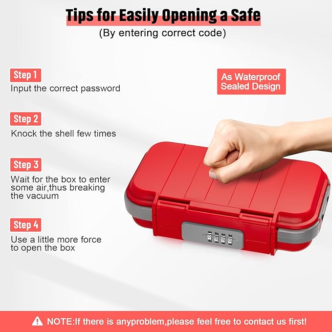 HUANLANG Portable Safe Lock Box with Combination Lock Mini Beach Travel Safe Waterproof Small Lockable Box with Removable Wire Rope Combination Safe Box for Dorm,Travel,Beach,Hotel,Car,Home,Office