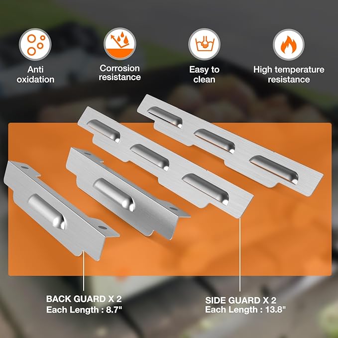 Stainless Wind Guards for Blackstone 22” Griddle, for Blackstone Griddle Accessories Gas Saving, 5018 Magnetic Stainless Steel Wind Screens, Compatible with Rear Grease Cup, Hood and Side Shelf