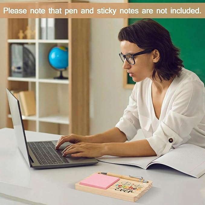 Yookeer 24 Pcs Teacher Appreciation Gift Thank You Teacher Wooden Sticky Note Holder Bulk Administrative Assistant Gift Appreciation Gifts for Employee Coworker Staff Nurse Office Desk Decoration