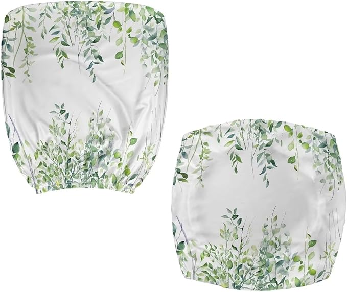 Green Leaves Office Chair Covers 2 Piece Stretchable Computer Chair Seat Cover Decorative Universal Slipcover for Rotating Chair,Gaming Chair Protector Cover Desk Accessories for Women