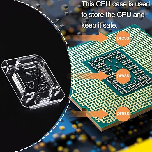 CPU Case Tray for Intel, Clamshell Plastic Protective Box Holder for Intel 775/1155/1151/1150/1156, Thicken Plastic Shell, with 10pcs Antistatic Bag + Label + Bubble Wrap, 10 Pcs