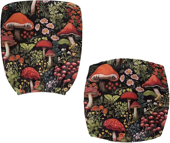 Mushroom Computer Chair Covers Stretchable Office Chair Cover Flower Desk Chair Seat Cover 2 Piece Decorative Universal Slipcover for Rotating Chair,Swivel Chair Protector Cover Black