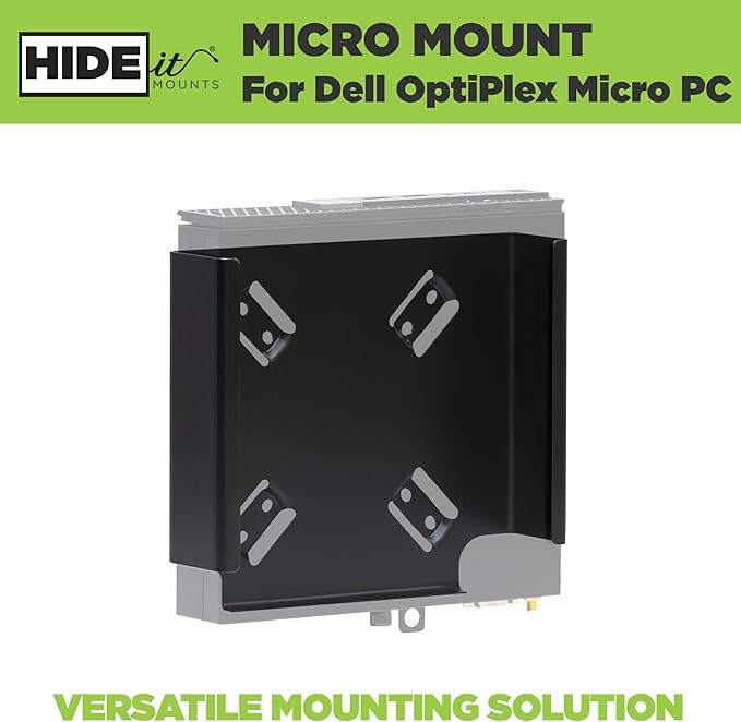 HIDEit Mounts Dell OptiPlex Micro Mount – Steel VESA Wall & Under Desk Mount for Dell PCs | Compatible with 7040, 7050, 7060, 7070, 9020, 3020, 3040, 3046, 3050, 3060, 3070, 5050, 5060 Micro