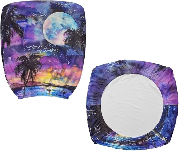 Tropical Palm Tree Computer Chair Cover Stretchable Office Chair Covers 2 Piece Universal Fit Most Wheelchairs,Computer Chairs,Gaming Chairs Washable Office Chair Slipcovers Protector Moon