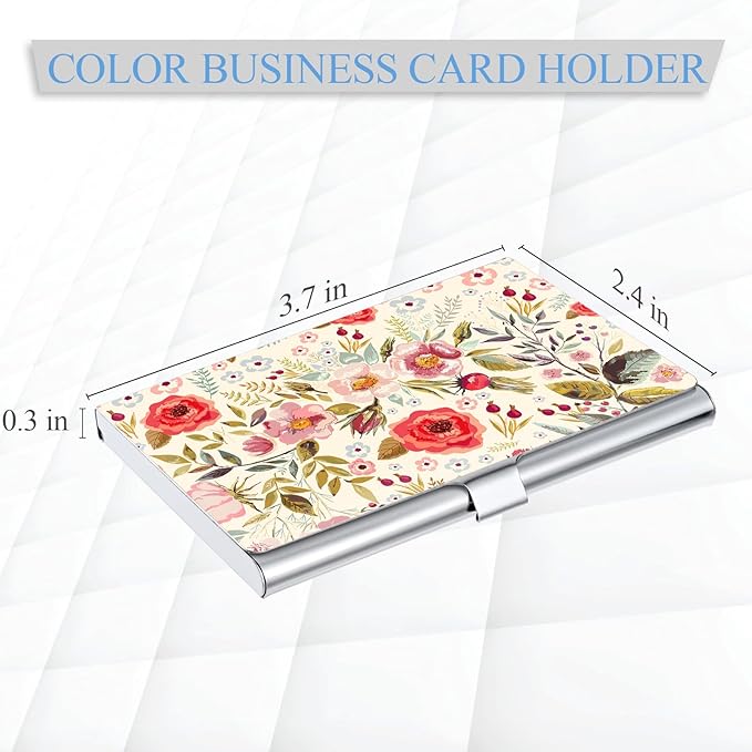 2 Pack Business Card Holder，Color Printing Men's and Women's Business Card Case，Ultra-thin Metal Business Card Organizer，Carry-on Pocket Wallet Business Card Holder