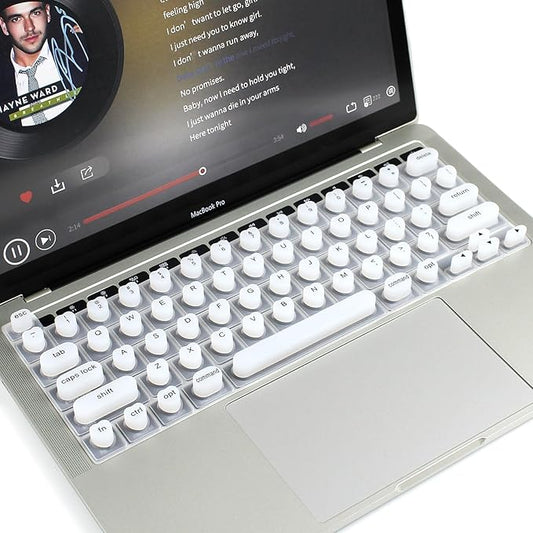 Keyboard Cover for Long Nails, Acrylic Gel Nails - Silicone Keyboard Protector Skin with Raised Keys for Typing and Gaming, Compatible with MacBook Pro/Air 13"/14"/15"/16" 2020-2025 (White)