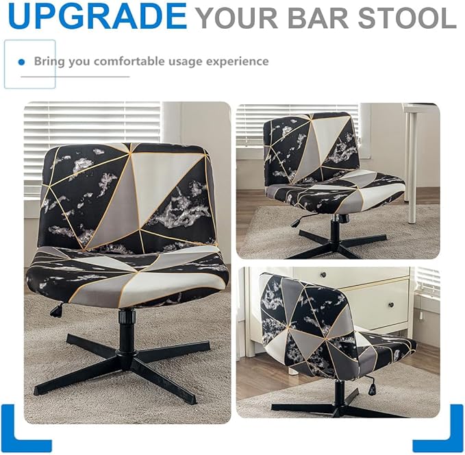 Levoberg Armless Criss Cross Office Desk Chair Cover Slipcovers Printed Vanity Desk Chair Covers Armless Cross Legged Wide Chair Covers Accent Mid Back Wide Swivel Task Chair Protector #15