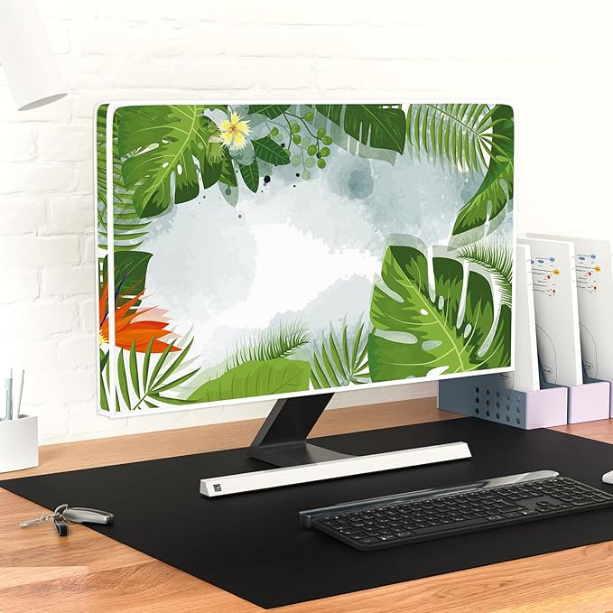 Watercolour Hawaii Plants Television Cover 70 Inch Tropical Leaf Botanical Screen TV Accessories TVs LED LCD OLED Screen Decoration for Home Office Tablet LCD/LED/HD