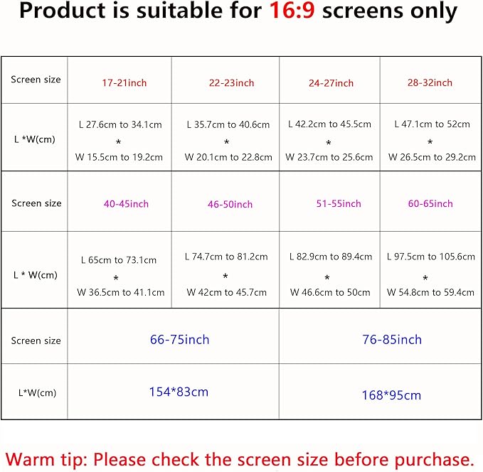 Indoor TV dust cover, with elastic and soft fabric that can stretch without damaging the screen, suitable for most brand TVs(66-75 inches)