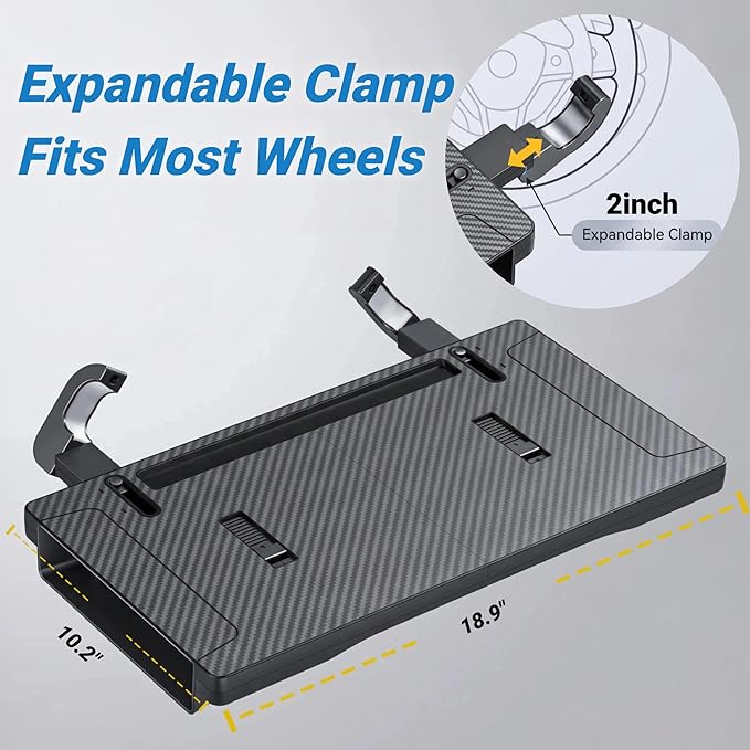 Large Steering Wheel Tray with Phone & Tablet Slot, Convertible Steering Wheel Desk, Car Seat Gap Filler Organizer for Laptop, Eating, Writing - Fits Cars, SUVs & Trucks