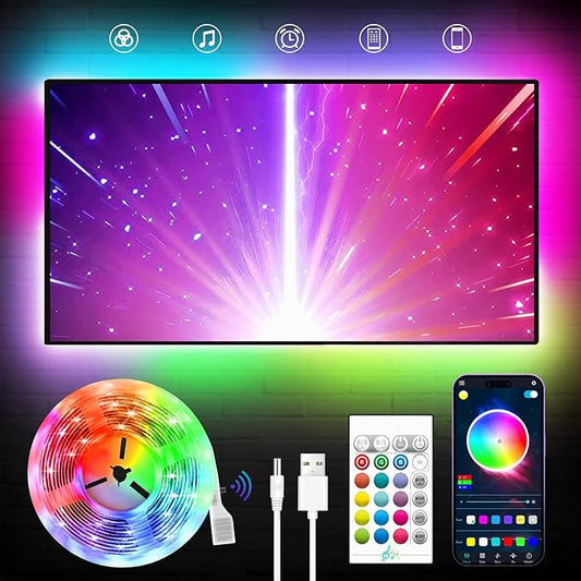 KANTUTOE TV LED Backlight, 23ft LED Lights for 70-100 Inch TVs, RGB TV Backlight Behind with Remote, Music Sync Bluetooth APP Control Strip Lights USB Powered for Bedroom, Gaming Room, Home Décor