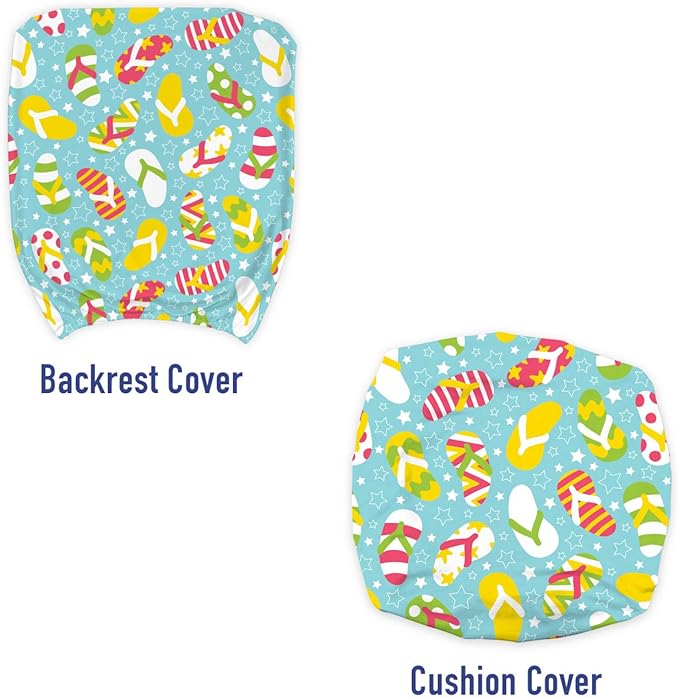 Ambesonne Flip Flop Office Chair Slipcover, Colorful and Different Patterned Double Pluggers on Star Filled Blue Backdrop, Protective Stretch Decorative Fabric Cover, Standard Size, Aqua Blue