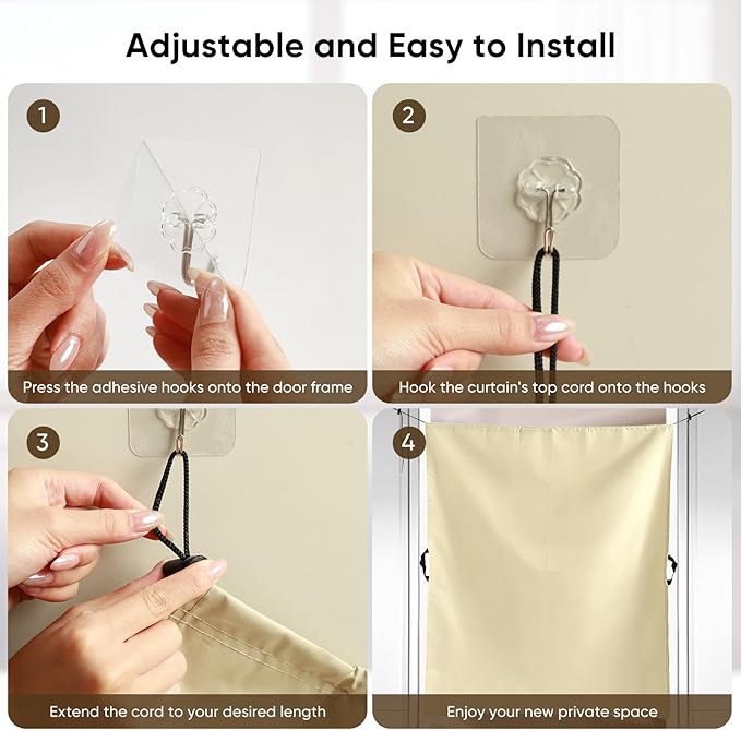 40" W x 48" H Cubicle Curtain for Office Privacy Curtains for Room Divider Door, Desk Shade for Cubicle to Block Ligh, Temporary Door for a Room Privacy, 1Pcs with 4 Hook, Beige