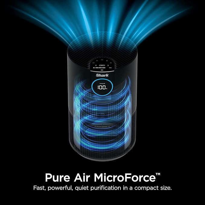Shark HP100 Air Purifier w/NanoSeal HEPA, Cleansense IQ, Odor Lock, Cleans up to 500 Sq.ft, Captures 99.98% of Particles, Dust, Smoke & Allergens, For Small Bedroom/Office, Charcoal Grey (Renewed)