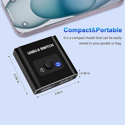 USB Switch, Bi-Directional USB Switch 1 in 2 Out/2 in 1 Out, USB Switcher 2 Computers Sharing Devices Like for Printer, Keyboard, Scanner, Mouse, USB KVM Switch Compatible with Mac/Win/Linux