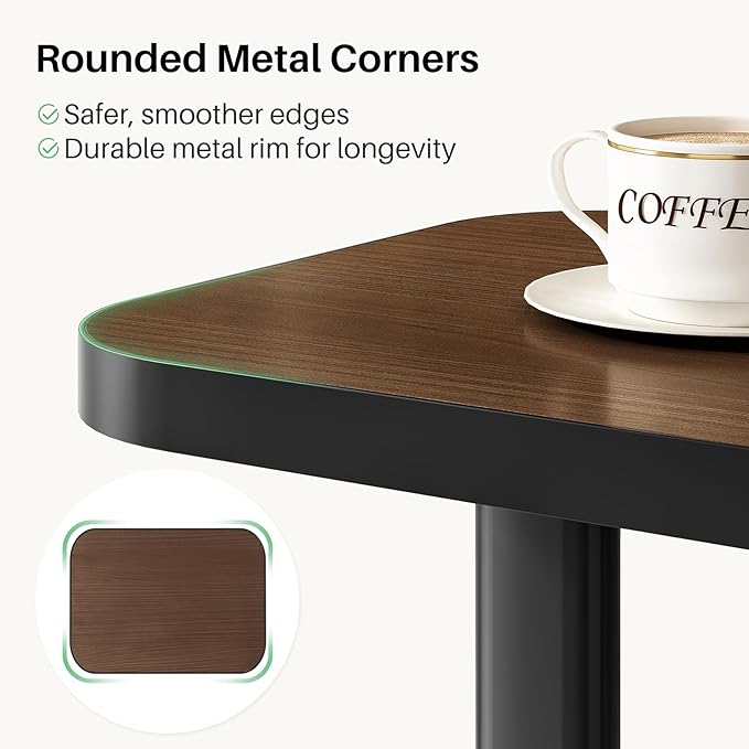 Kitstorack Adjustable Height C-Shaped End Table, 9-Level Side Table with Metal Rounded Edge, Couch Table that Slides Under Sofa or Bed, Eating, Working, and Drinks, TV Tray for Small Spaces, Espresso