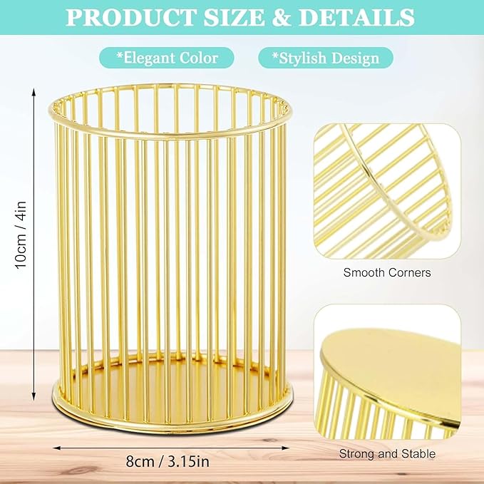 2Pcs Post sticky Note Holder + Pens Holders,Desk organizer sets,Gold Metal suit for Desk Memo,tableware,flowers,toothbrush,cute pencil holder ,Home Office decor and Accessories,Makeup Brushes Cup.