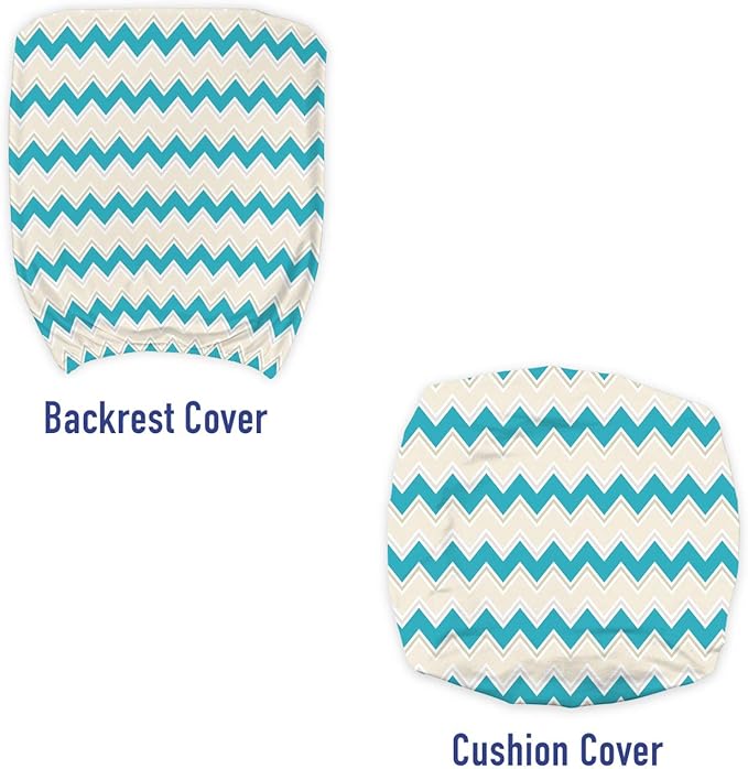 Ambesonne Teal Office Chair Slipcover, Horizontal Zigzag Lines Chevron Triangles Pattern Simple Classical Geometric Design, Protective Stretch Decorative Fabric Cover, Standard Size, Cream Teal