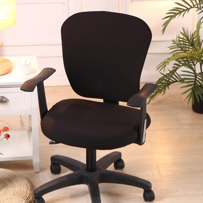 Office Chair Covers Stretchable Split 2 Piece Stretch Jacquard Office Desk Chair Seat Covers Removable Washable Anti-dust Chair Protectors Covers