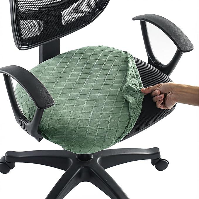Stretch Jacquard Office Chair Cover, Removable Washable Desk Chair Cover, Anti-dust Seat Cushion Protectors - Green