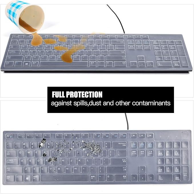 Dell Keyboard Cover Skins - Compatible with Dell KB216 Wired Keyboard & Optiplex 5250/3050/3240/5460/7450/7050 & Inspiron AIO 3475/3670/3477 Desktops