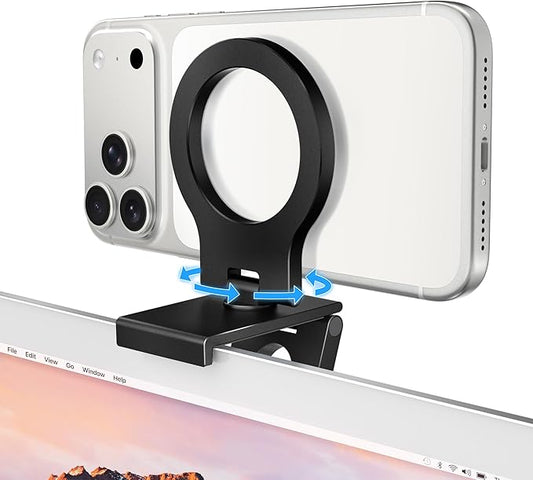 Itramax Continuity Camera Mount for iMac,360° Foldable Portable Desktop Monitor Screen iPhone Webcam Stand Holder for MagSafe iPhone 17 Pro Max Air 17e 16 15 14 13 12 Mini 11 XR XS,MacBook,Apple TV 4K