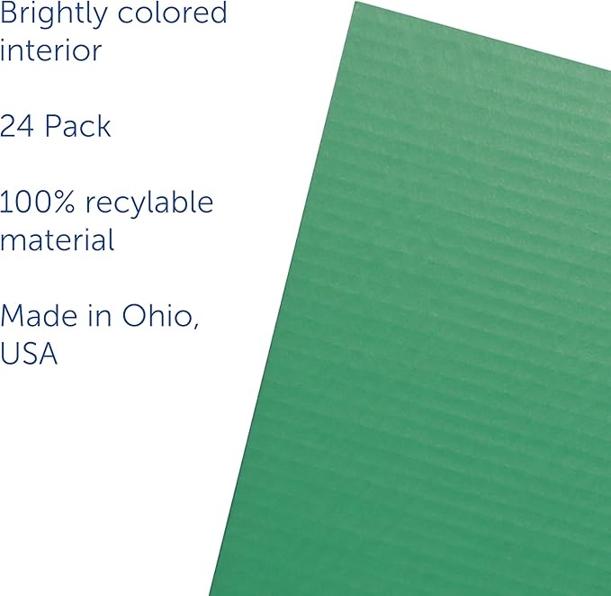 Flipside Products 24 Pack Green Study Carrel, 12”x48” Privacy Boards, Student Privacy and Focus Booth for The Classroom, Desk Divider Cubby for Tests, Made in USA