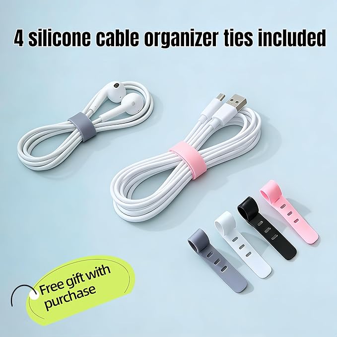 1Large+1Small Cable Organizer Set with 4 Silicone Cable Ties, 2-Piece Cable Management Box, Acrylic Lid Cord Organizer for Home Office,Set of Two Cable Box,Cable Organizer Box(Acryliclid/White)