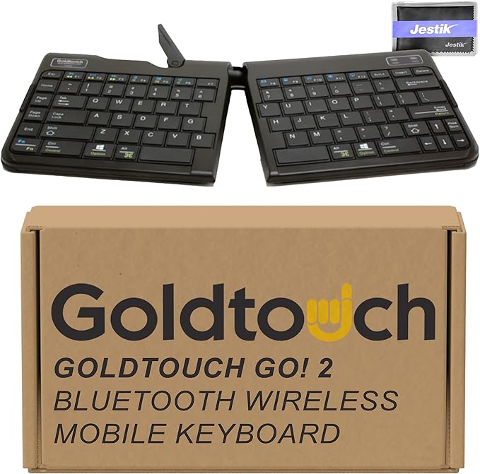 Goldtouch Go!2 Wireless Bluetooth Mobile Keyboard - PC & Mac GTP-0044W Plus Jestik Microfiber Cloth - Value Bundle