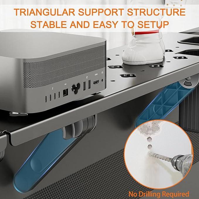 Steel TV Top Shelf, No Drilling Soundbar Mount,Monitor Shelf Adjustable Computer TV Screen Shelf Mount Bracket for Media Boxes, Router, Game Console, Remote,Cable Box Shelves,33.46 x 4.33inch