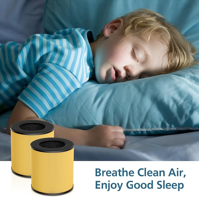 B-D02L/M05 Replacement Filter, Compatible with MOOKA B-D02L & M05 Air Purifier, for VEWIOR B-D02U, for KOIOS B-D02L, 2 Pack Pet Care Filter,Yellow