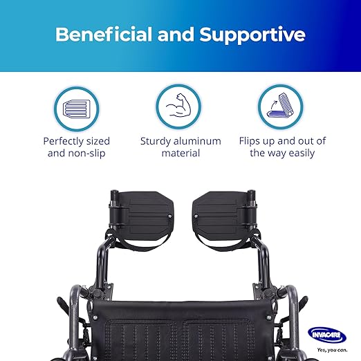 Invacare Wheelchair Legrest with Heel Loops & Swing-Away Design, Adjustable Footrest Length and Flip-Up Aluminum Footplate, Easy-to-Install, Compatible with Most US Wheelchairs & Transport Chairs