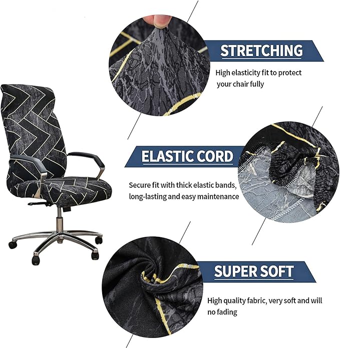 Stretch Office Chair Cover with Zipper Printed Computer Chair Cover for Armrest Chair Universal Removable Spandex Rotating Boss Chair Slipcovers Soft Desk Chair Seat Protector for Dogs, Cats (L, 09)