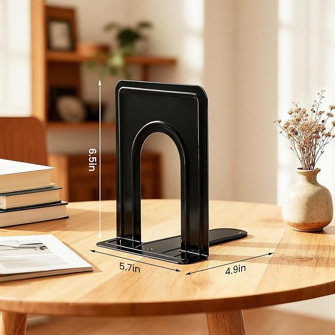 HappyHapi Book Ends, Bookends for Shelves, 24pcs Metal Bookends, Book Ends for Heavy Books Holders for Office Home Library Book Ends Supports, Book Ends to Hold Books Heavy Duty