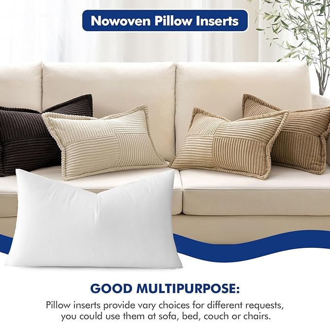 MIULEE Pillow Insert 14x32 Inch, Decorative Rectangle Throw Pillow Inserts, Premium Fluffy Pillow Forms Sham Stuffer for Sofa Couch Living Room
