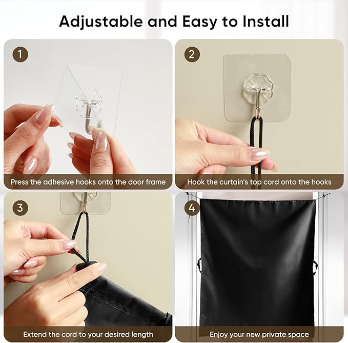 72" W x 66" H Cubicle Curtain for Office Privacy Curtains for Room Divider Door, Desk Shade for Cubicle to Block Ligh, Temporary Door for a Room Privacy, 1Pcs with 4 Hook, Black