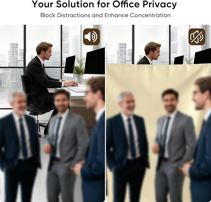 40" W x 48" H Cubicle Curtain for Office Privacy Curtains for Room Divider Door, Desk Shade for Cubicle to Block Ligh, Temporary Door for a Room Privacy, 1Pcs with 4 Hook, Beige
