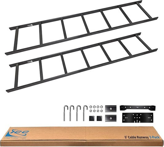 ICC Cable Runway Ladder Rack System – 16-Gauge Steel, Overhead Cable Management for Data Centers, Telecom Rooms, and IT Networks, Made in USA, Parent (5 FT, Rack-to-Wall Kit, 2 Pack)