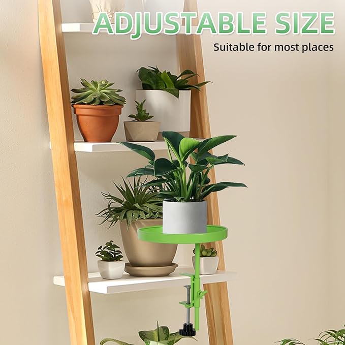2Pack Window Plant Shelves Stand Holder 7.10inch Adjustable Windowsill Clamp Tray Round Metal Windowsill Extension Tray Window Planter Floating Shelf for Plants for Indoor Plants Home Decor, Green