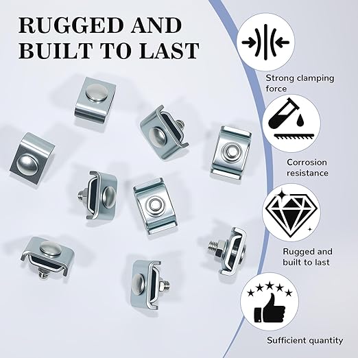 24-Pack Grid Panel Connector Kit, for 4mm-6mm (5/32"-1/4") Wire Shelving & Mesh Cable Trays, Includes Splice Clamps & Reinforced Washers